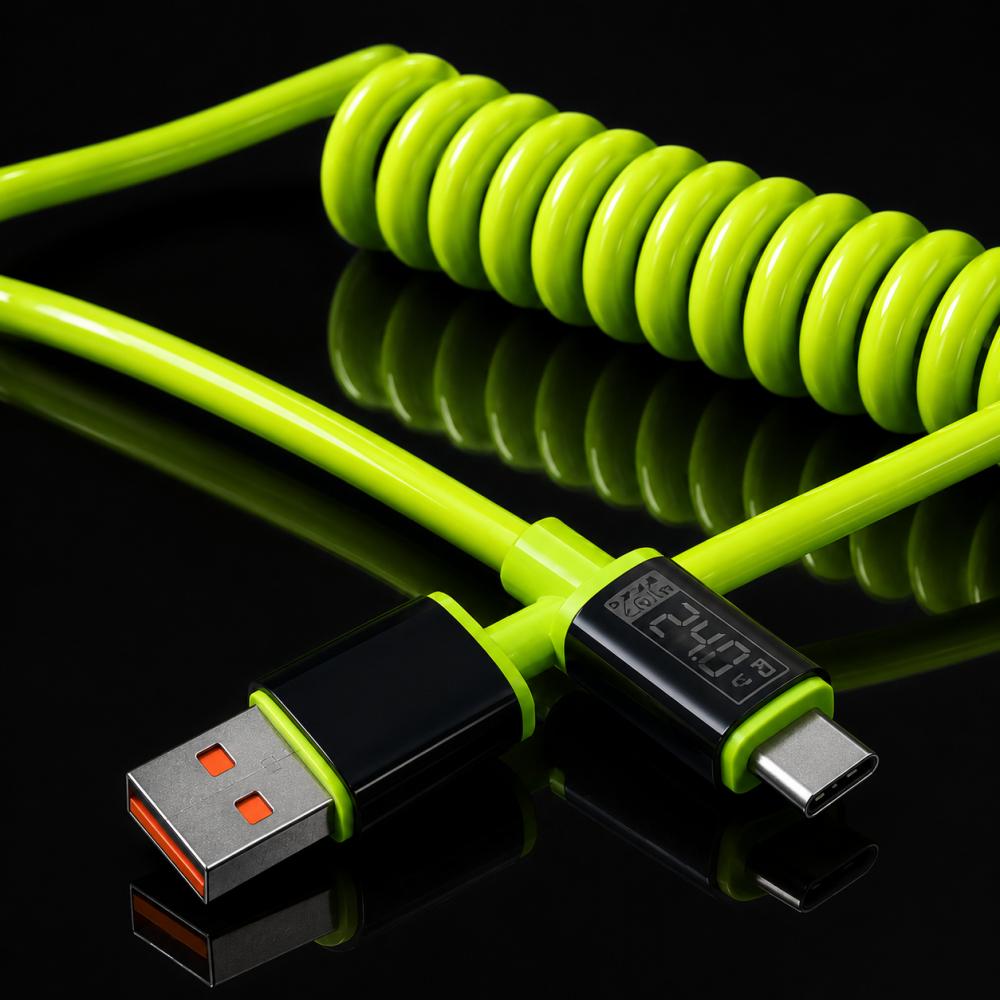111W Type C To Type C Super Fast Charging Cable Universal Spring Telescopic USB Cord 6A USB C Cable for Xiaomi iPhone Samsung