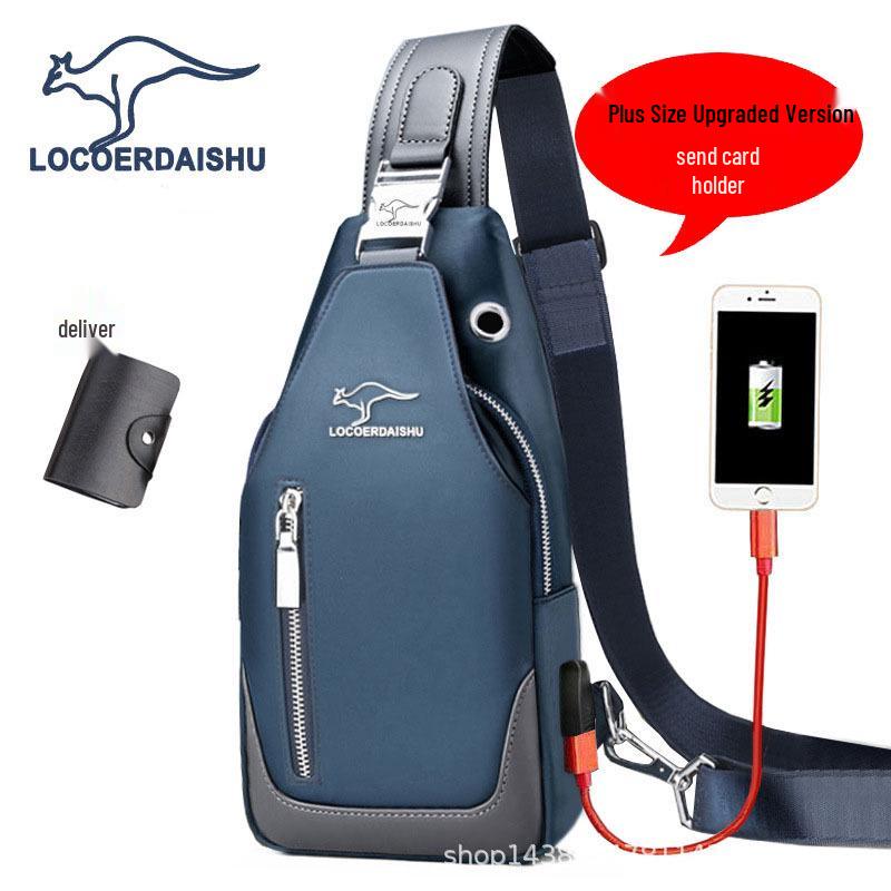 Men's Waterproof Oxford Cloth Crossbody Chest Bag - Korean Style, Trendy, Wear-Resistant, Single Shoulder Bag