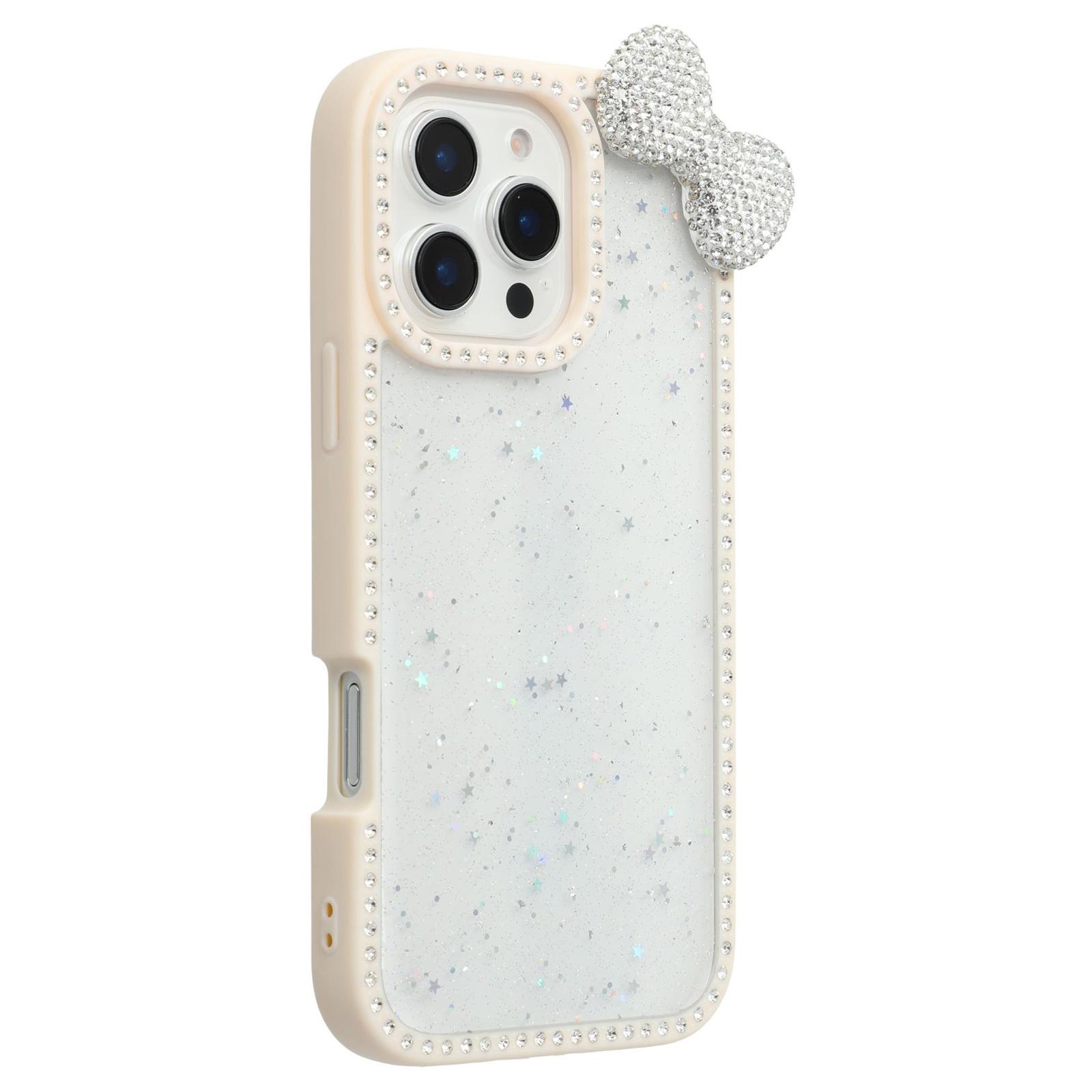 

For iPhone 16 Pro Max Case Star Epoxy Design TPU + PC Phone Cover with Rhinestones/Bow Tie Decor E