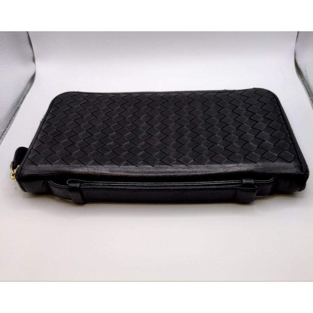 Used BOTTEGA VENETA Intrecciato Travel Case Long Wallet Black