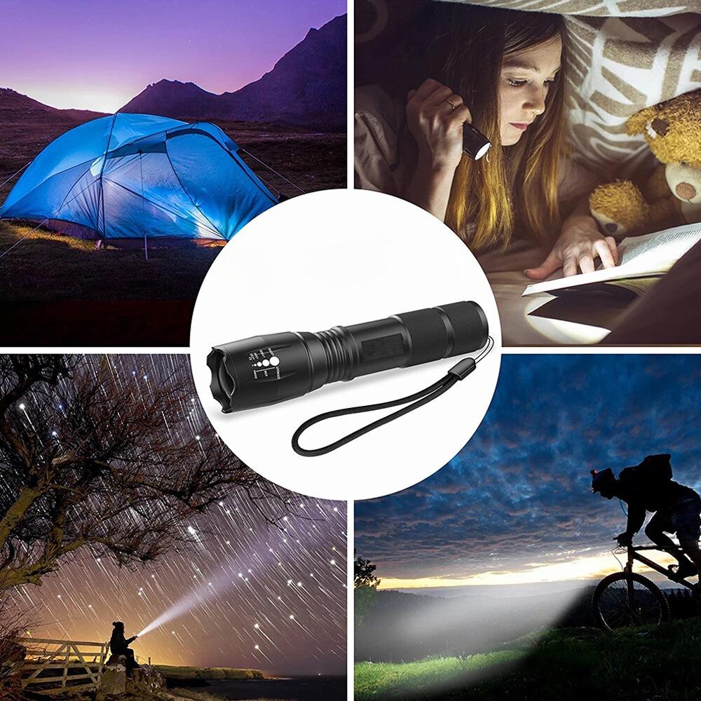 Strong tactical flashlight military zoom rechargeable ip67 searchlight father's day