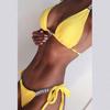 2 Pcs/Set Swimwear Set Rhinestone Halter Neck Lace Up Backless Bikini Set for