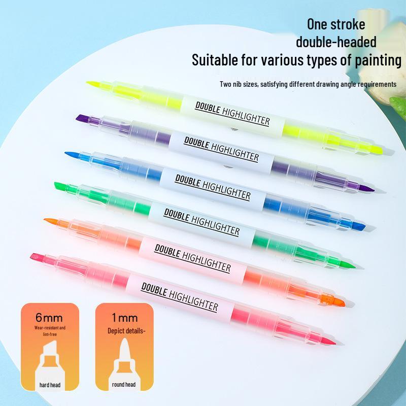 Double-Ended Fluorescent Highlighter & Watercolor Marker Pen for Students