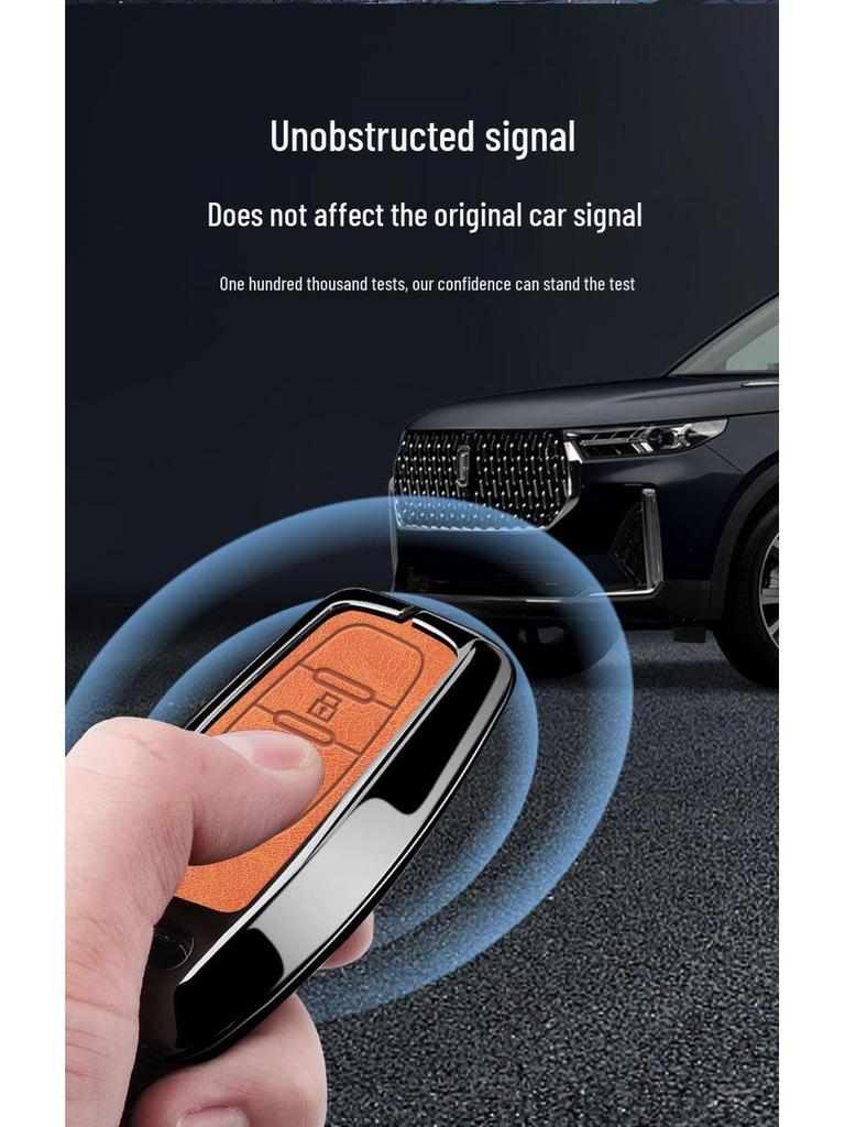 Great Wall ORA Key Cover for Good/Black/Lightning/White/Ballet Cat Models - High-End Black Full Shell with Buckle