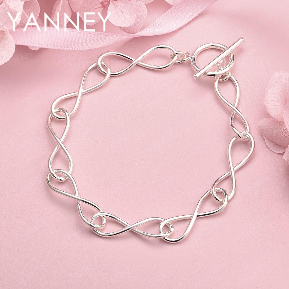 

925 Sterling Silver 8-inch Exquisite and Simple Bracelet for Men and Women, Fashionable Wedding Party Jewelry Gift