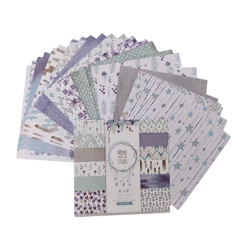 24 Sheets Craft Paper Pads Cutting Dies Art Background Origami Scrapbooking Card Making