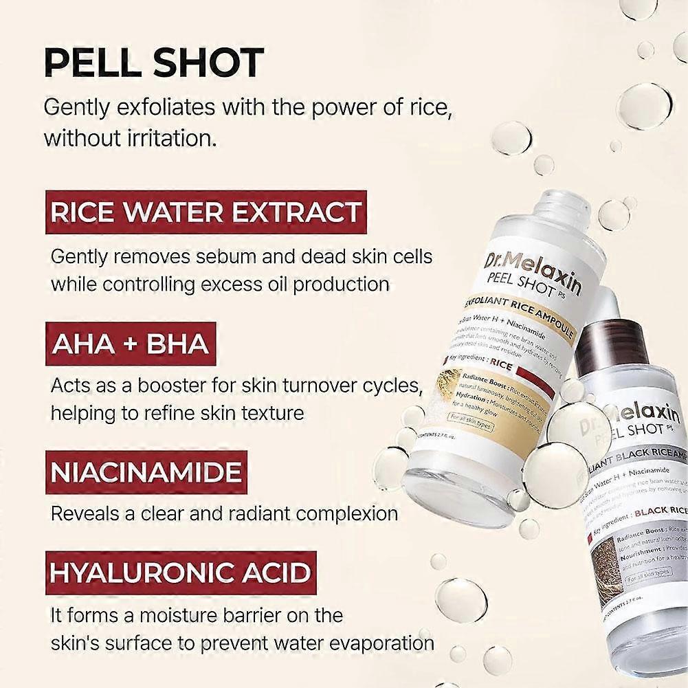 Dr Melaxin Peel Shots Exfoliant Ampoule for Radiant Skin WhiteBlack Rice