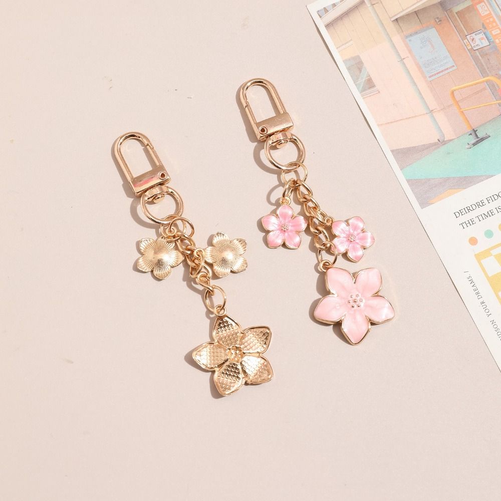 Cherry Blossom Sakura Keychain Enamel Coating Cute Bag Charm Lovely Flower Key Holder Daily Use