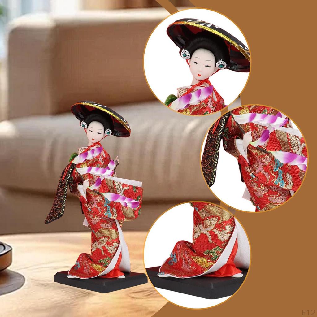 Ethnic Japanese Geisha Doll Collectible Figurine Female Statue Kimono for Home Office