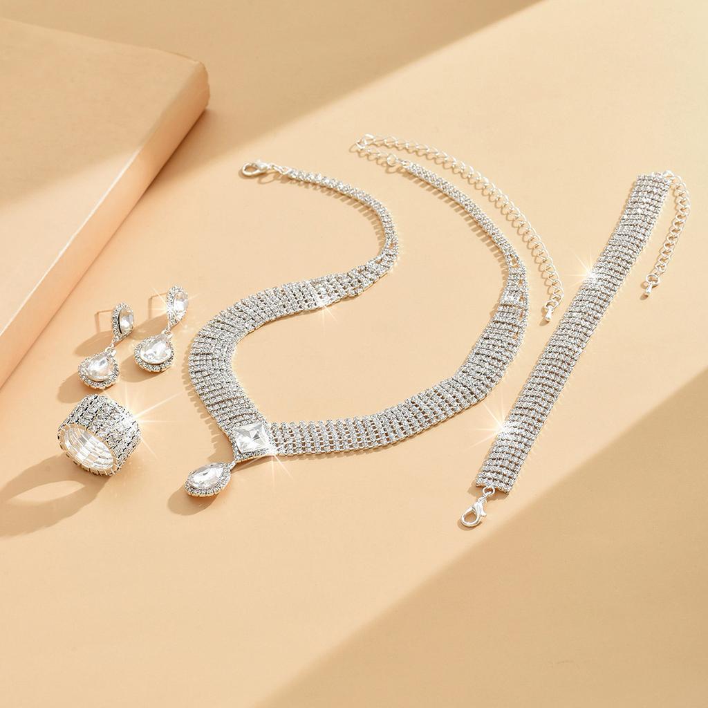 5 Women's Fashion Droplet Multi row Earrings Necklace Bracelet Ring Set Wedding Banquet Party Holiday Gift