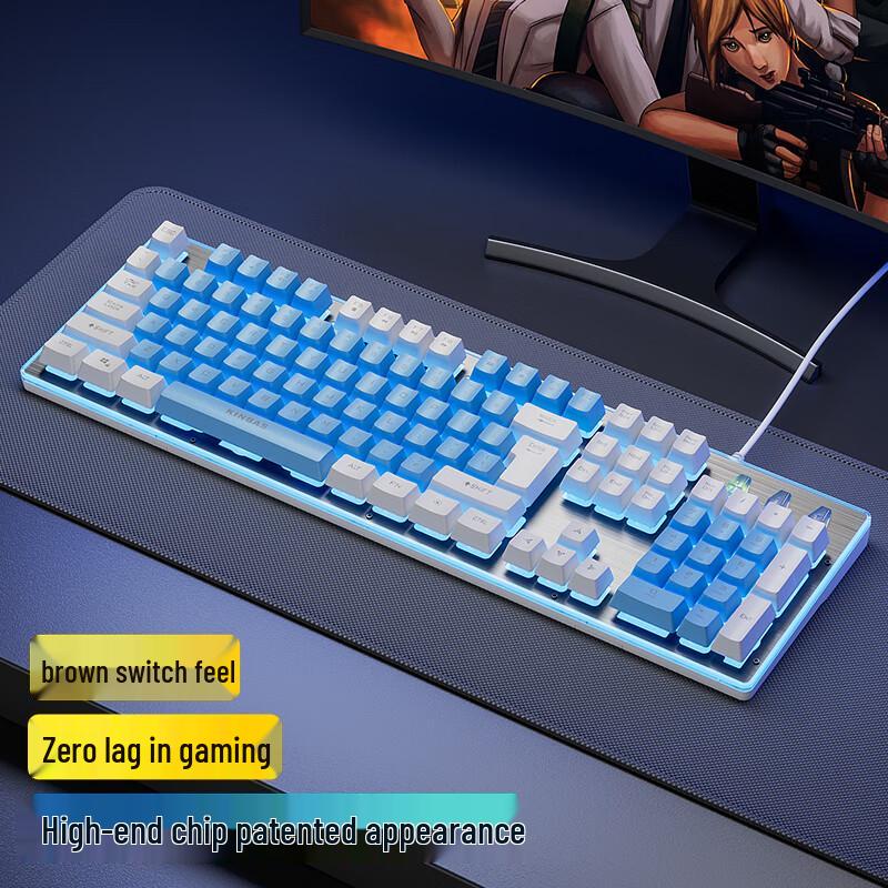

YouShi Wired Mechanical Feel Keyboard and Mouse Combo (White-Blue)