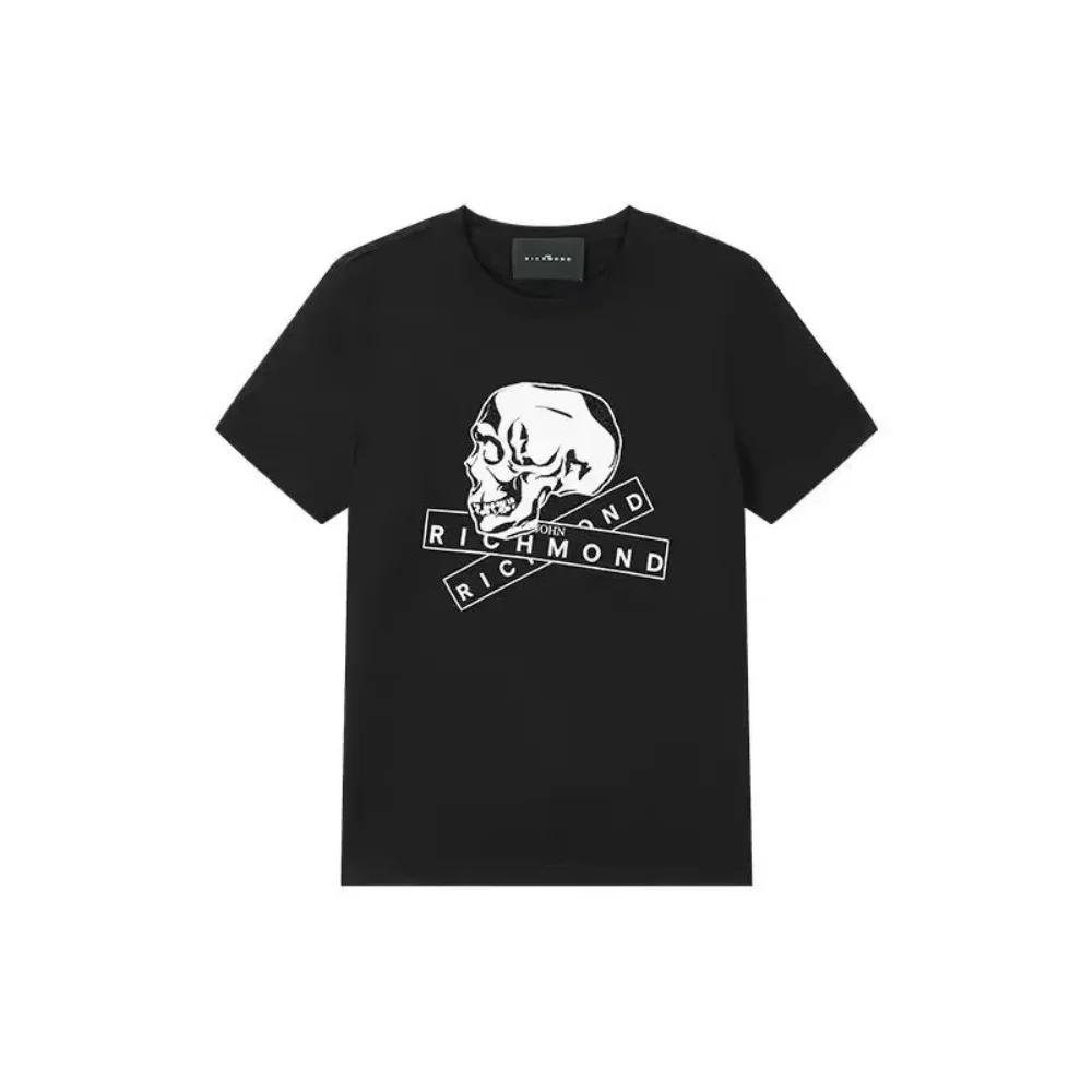 

Round Neck Short Sleeved Shirt Harajuku Fashion Streetwear Summer Pure Leisure Sport Breathable Unisex Round Neck T-Shirt XXXXXL чёрный