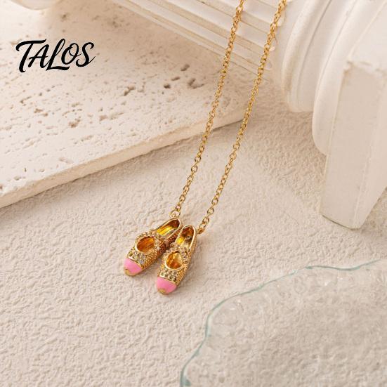 Lightweight Charm Necklace Ballet Shoes Necklace, Elegant Ballerina Pendant Dainty Comfortable Everyday Dancer Stylish Jewelry for Women Girls