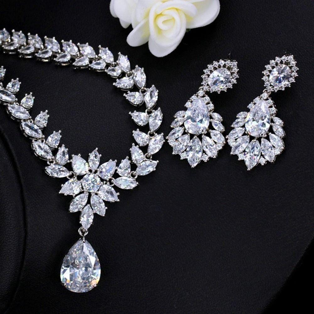 

Teardrop Bridal Jewelry Set Drop Earring Crystal Choker Necklace Necklace Earring sets Bridesmaid