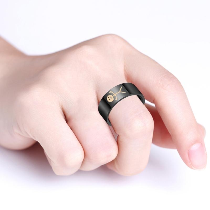 Titaniums Steel Hip Hop Doodles Ring Simple Funny Middle Fingers Ring Costume Props Party Jewelry Gift for Men Women
