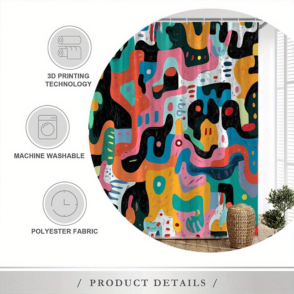 Vibrant Abstract Geometric Shower Curtain – Colorful Illusion Art, 72X72In, Modern Bath Decor, Includes Hooks