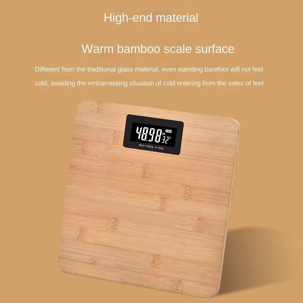 Square Woman Body Scales LED Digital Electronic Weighing Scale Bamboo Weight Scale Home Use