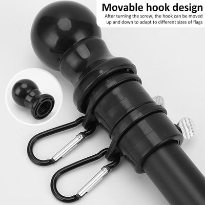 1.8M Telescopic Flag Pole with Tangle-free 360 Rotating Rings Wall Mount Flag Pole Holder Stainless Steel Guide Banner Flag Pole