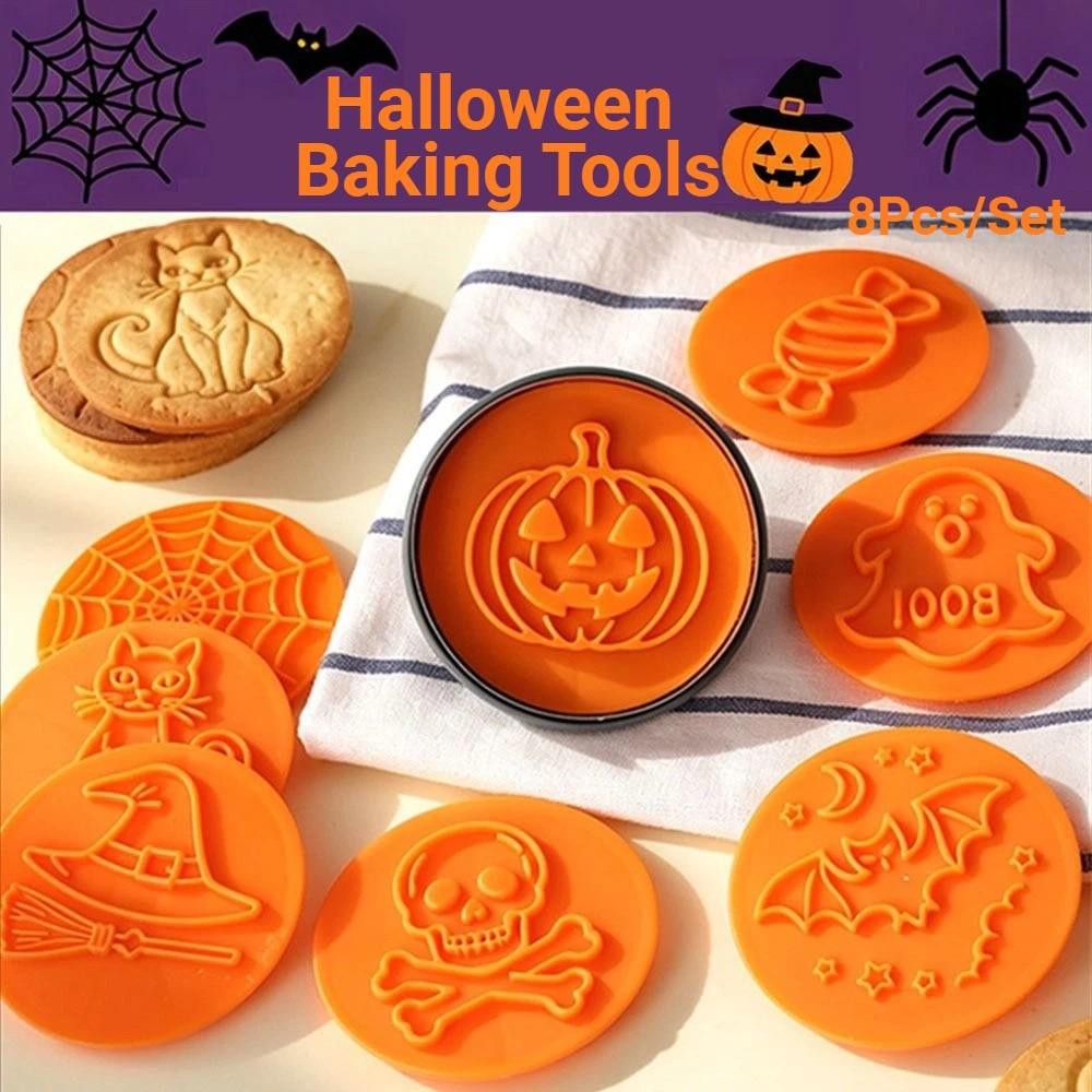 3D Embossing Halloween Cookie Cutters Set Creative Pumpkin Emboss Stamps Cookie Decorating
