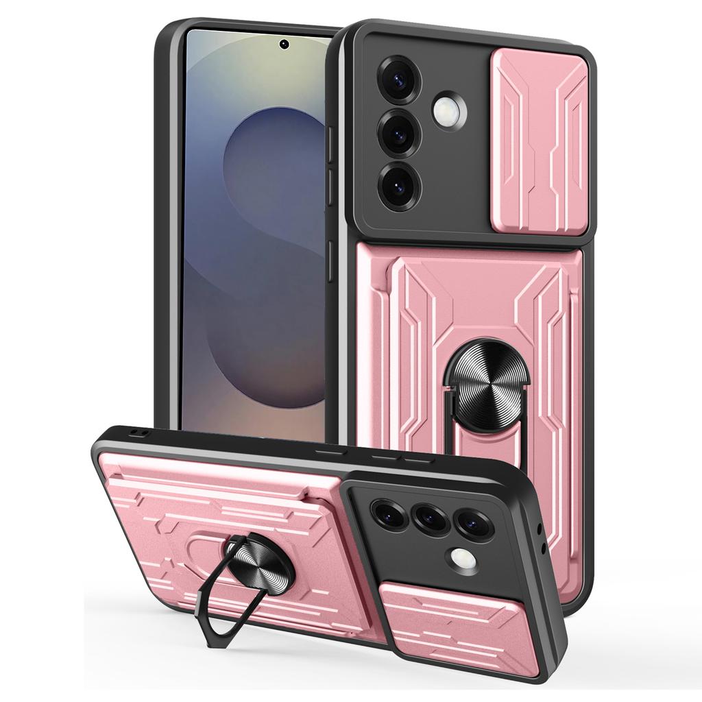 For Samsung Galaxy S25+ Case PC+TPU Kickstand Phone Back Cover with Camera Slider