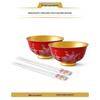 Yongfengyuan Golden Fortune Red Ceramic Rice Bowl Set