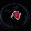 Large Carat Water Drop Pear Shape Synthetic Colored Treasure Open Ring Female Emerald Ruby Ring Jewelry