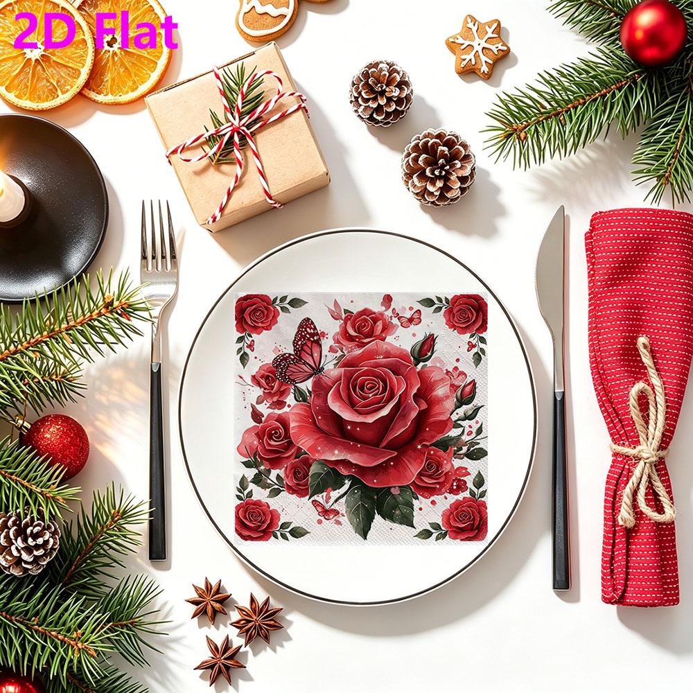 20pcs Disposable Napkins with Flower Pattern Print for Wedding,Parties,and Daily Use for Thanksgiving Fall Christmas Table Decoration