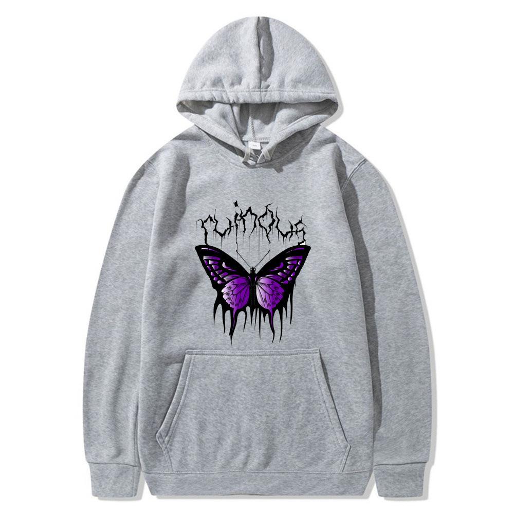 2025 Creative Butterfly Sweater Autumn and Winter Simple Long Sleeve Hooded Men's and Women's Couples Hoodie