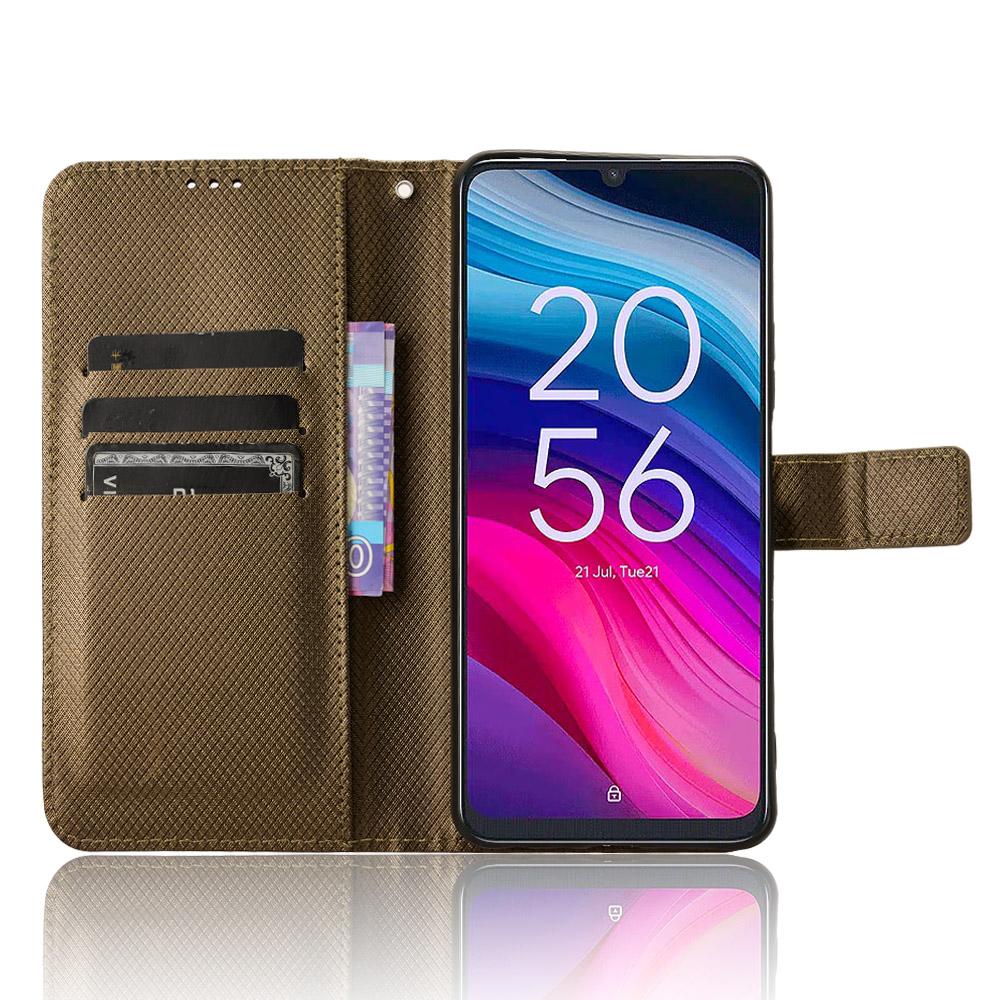 

For TCL 50 SE Wallet Phone Case Diamond Texture PU Leather Flip Cover Brown