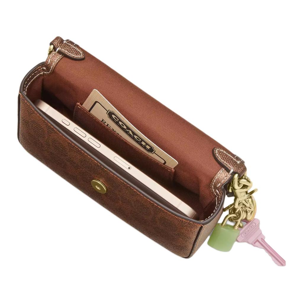 Coach Josie 18 Logo Argentato Tela Rivestita e Pelle Borsa a Tracolla Piccola Borse da Donna Rame CCK68-IMYGQ