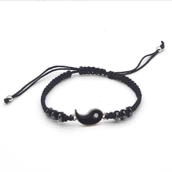 Tai Chi Dragon Totem Alloy Bracelet & Necklace Set - Handmade Braided Design