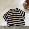 Modische T-Shirts mit breiten Streifen für Kinder Baby Baumwolle Lässige Basic-Oberteile Kinder Sommerkleidung Koreanischer Stil Kurzärmelige T-Shirts für Jungen Mädchen