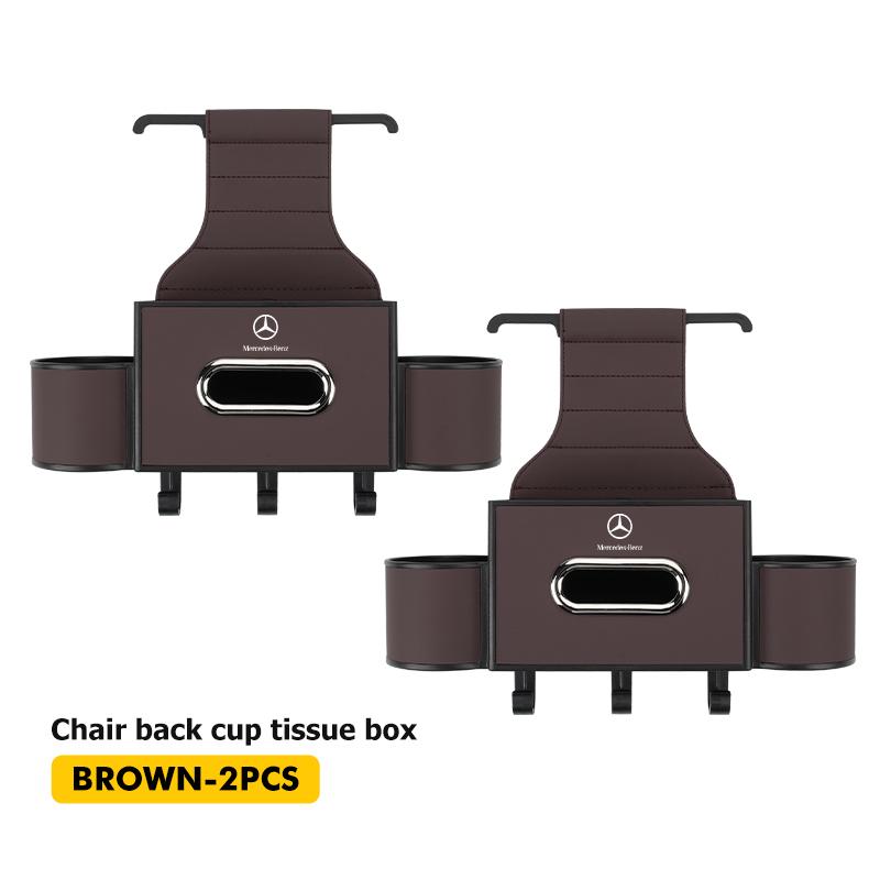 WUL5 Car Backseat Storage Box Hanging Hook Tissue Water Cup Holder For Mercedes Benz C180 C300 W124 W176 W177 C200 C260 GLC CLE CLA