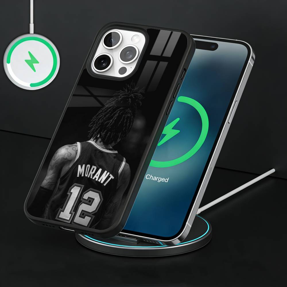 Custodia per Telefono Basketball Ja M-Morant 12 Per iPhone17,16,15,14,13 Plus,Pro Max Magnetica Per Ricarica Wireless Magsafe