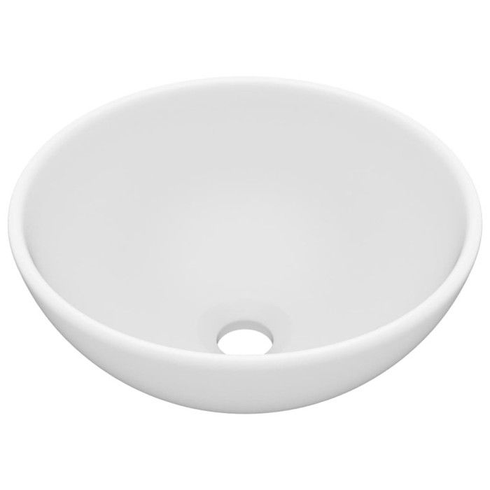 VidaXL Lavabo Rond de Luxe de Salle de Bain Vasque à Poser de Toilette Lave-mains Salle Cosmétique Intérieur Blanc Mat 146965