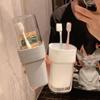 Tragbare Zahnbürstenbecher mit Deckel Plastik Trinkbecher zum Putzen Outdoor-Reise Anti-Fall Zahnbürstenhalter Mundspülbecher