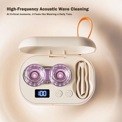 Ultrasonic Contact Lens Cleaner Full-automatic Smart Timer Contact Lens Cleaning Machine Rechargeable Convenient