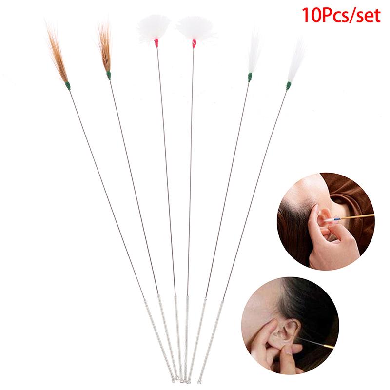 10Pcs Goose Fea ther Earpick Wax Remover Curette Ear Dig Tool Spoon Cleaner Stick