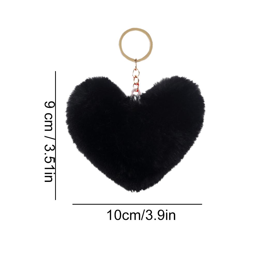 Large Heart Pompom Key Chain For Women Rainbow Plush Ball Keychain Car Bag Pendant Fashion Jewelry Fluffy Love Pompons Keyring