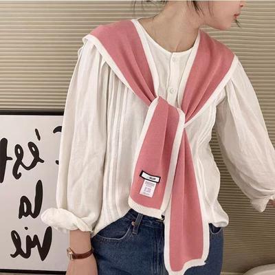 Fake Collar Wraps Splicing Color Scarf Sunscreen Wool Scarves Knitted Shawl  Clothes Decoration