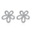 925 Sterling Silver Earrings with Large Flowers Inlaid with Zircon Ladies Fashion Birthday Wedding Valentine's Day Jewelry Gift