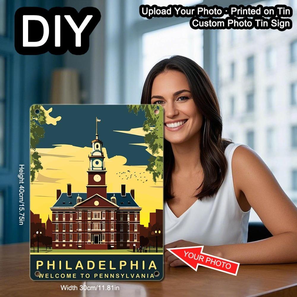 Retro Welcome to Pennsylvania Philadelphia Metal Plaque Indoor Outdoor Wall Art Home Decor Gift