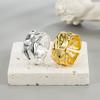 BF CLUB 925 Sterling Rings for Women Fashion Geometric Handmade Irregular Gold Wide Ring Party Christmas Gift