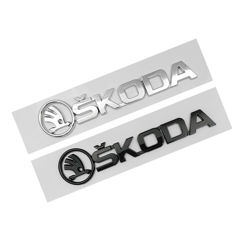 WMZW4 3D Letter Sticker Car Exterior Rear Trunk Emblem for Skoda Superb Fabia Kamiq Kodiaq Karoq Octavia Citigo Yeti Rapid Accessories