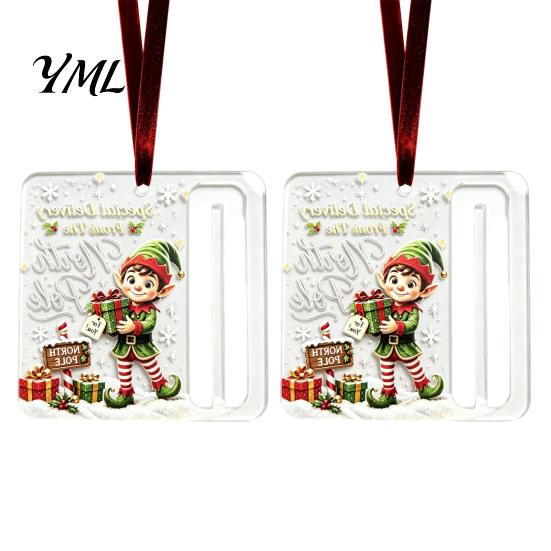 Customizable Holiday Gift Holders 2Pcs Christmas Cash Holder Ornament, Acrylic Money Hanging Decor with Santa Claus Ornaments Snowman Design,