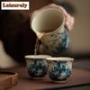 50ml Ceașcă de Ceai Ceramică Retro cu Flori și Păsări, Cupă cu Gură de Floare, Cupă Unică pentru Degustare Personală, Bol de Ceai Kungfu