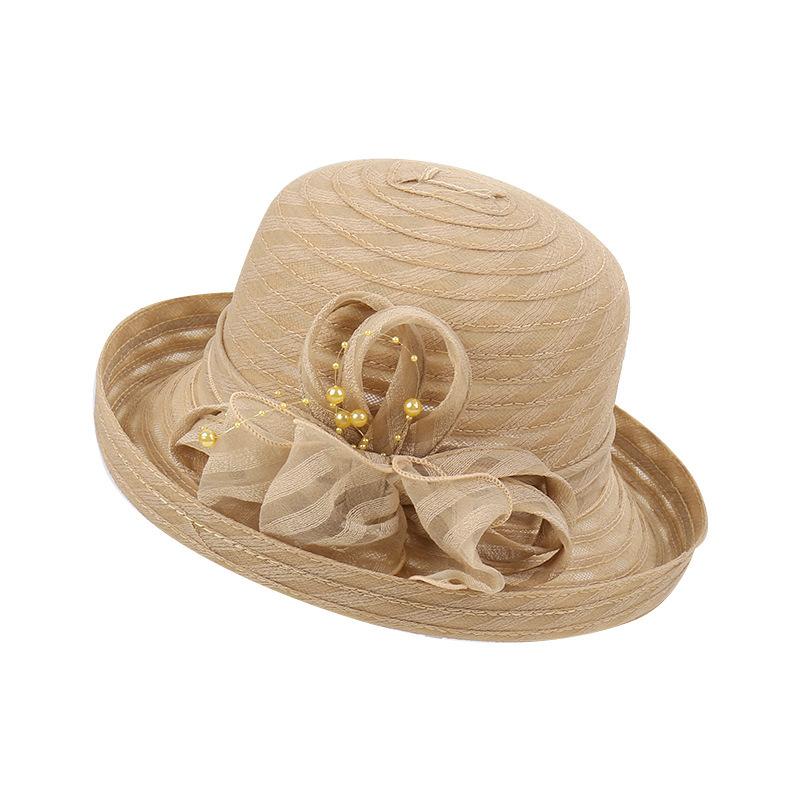 Flower Curled Edge Basin Hat Women Summer Face Cover Sun Protection Fashionable Elegant Sun Hat Casual Bucket Hat Casual Versatile