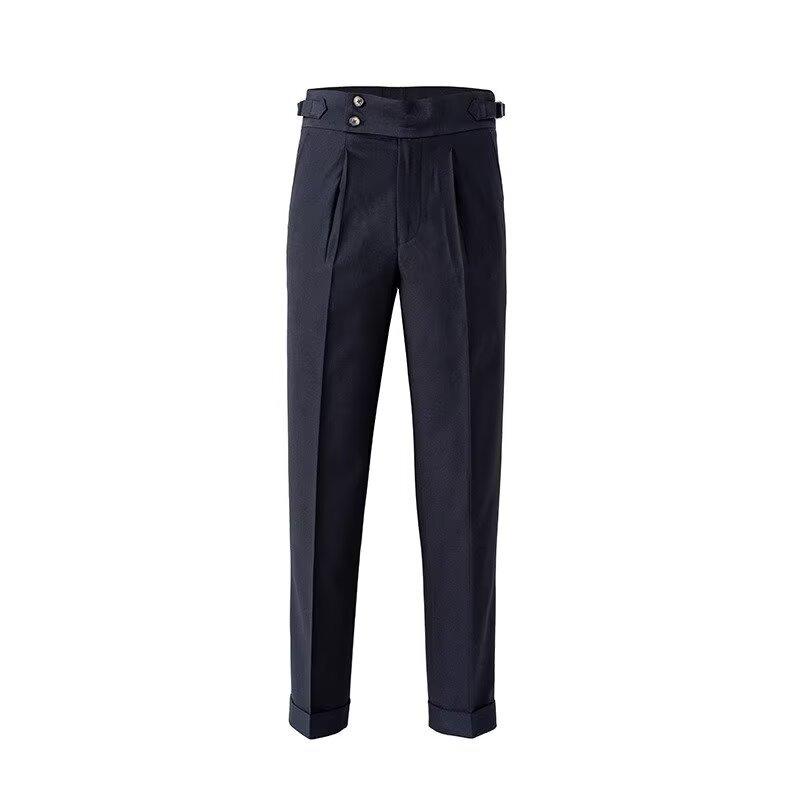 Mode hoher Sinn Neapel lässige Hose Herren bügelfrei Business Italienisch Pariser Schnalle hohe Taille gerade lange Hose