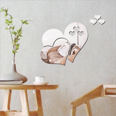 Heart-shaped Mirror Wall Stickers Living Room Background Wall Decoration Acrylic Mirror Sticker