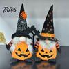 Pumpkin Theme Home Decor Halloween Plush Gnome Decoration, Spooky Orange Black Spider Web Bat Swedish Room Tomte Elf Figurine, Scandinavian